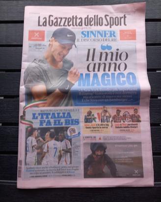 GAZZETTA SINNER IL MIO ANNO MAGICO SETTEMBRE 2024