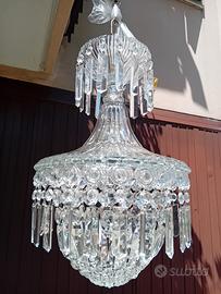 Lampadario  tutto vetro cristallo  anni  50 res