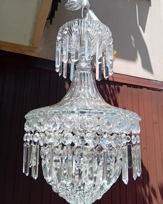 Lampadario  tutto vetro cristallo  anni  50 res