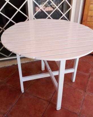 Tavolo da giardino rotondo in legno bianco 90 cm