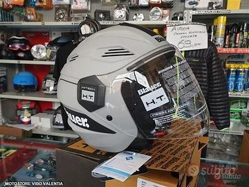 Casco jet blauer grigio nero matt