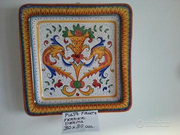 CERAMICA, piatto quadrato DERUTA 30X30 cm