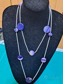 collana lunga con pallini cristallo di rocca 