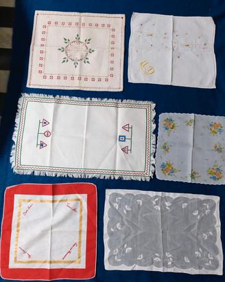 Lotto Vintage 6 Tovagliette e fazzoletti Cotone e 