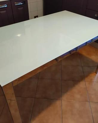 Tavolo moderno - base in acciaio cromato e piano i