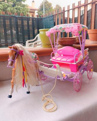 Barbie Bracing Horse & Carriage - Mattel, 1993