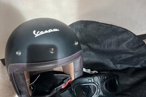 Casco Jet Vespa Nero Opaco con Occhiali Vintage