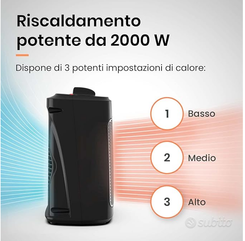 Termoventilatore ceramico mobile EQUATION Torre 2 ceramica bianco 2000 W