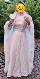 Elegante Vestito Sposa bianco vintage con mantella