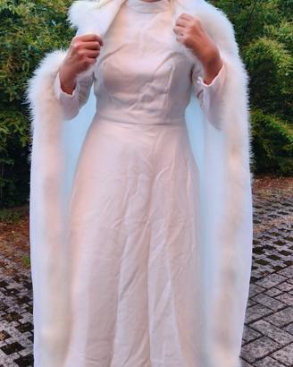 Elegante Vestito Sposa bianco vintage con mantella