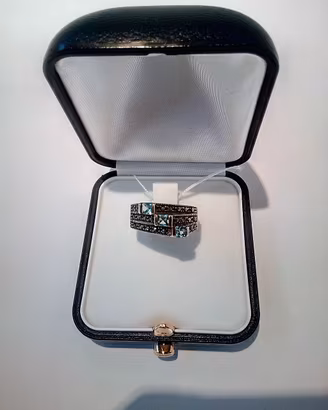 Anello ak140, Argento 925 Rodiato, Marcassite