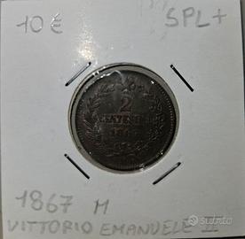 moneta 2 centesimi 1867 m