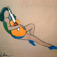 Marco Lodola - collage su juta