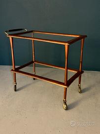 Carrello Bar Vintage Anni 50 Legno Ottone