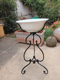 Bacinella Richard ceramica con treppiede ferro