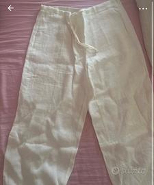 pantaloni in lino bianchi