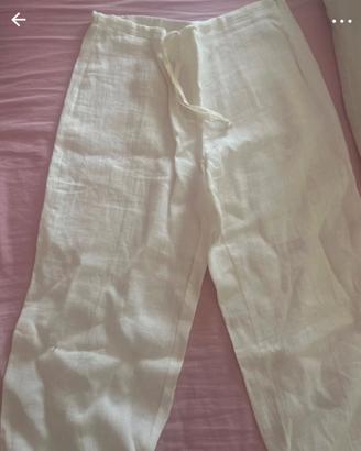 pantaloni in lino bianchi