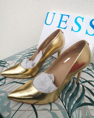 Scarpe dorate con tacco Guess originali