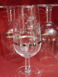 Set 6 bicchieri cristallo con anello in argento