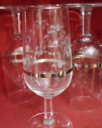 Set 6 bicchieri cristallo con anello in argento