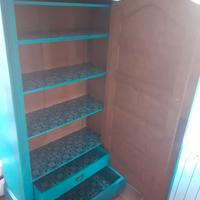 armadio antico blu a 1 anta con specchio