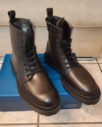 Anfibi stivaletti militare in pelle da uomo nuovi