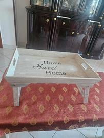 Vassoio in Legno Home Sweet Home Vintage Bianco