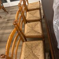 4 sedie con sedile impagliato