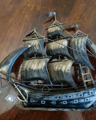 Scultura arte nautica vintage in metallo