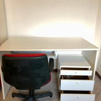 Scrivania bianca + cassettiera + sedia ufficio