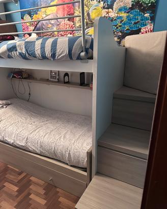Soppalco letto con scala contenitore