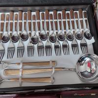 Servizio posate 75 pz acciaio e oro