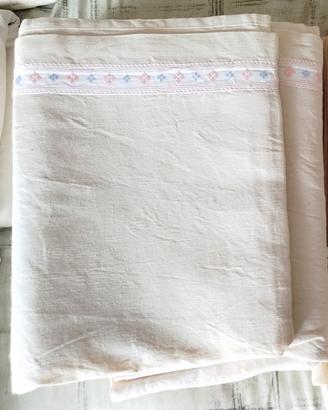 5 lenzuola letto singolo puro cotone ricamato