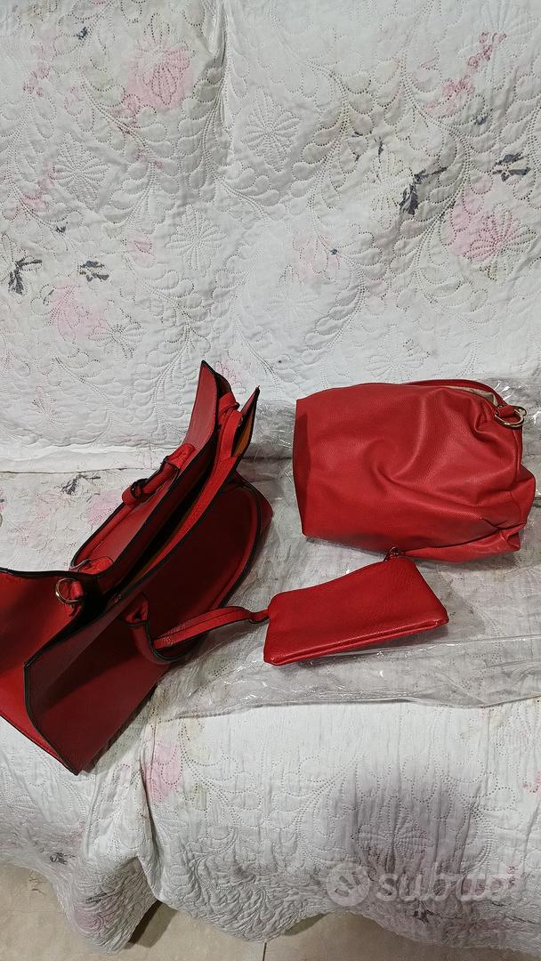 borsa similpelle rossa con trousse e porta documen - Abbigliamento e  Accessori In vendita a Taranto