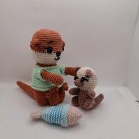 Lontra, Cucciolo e Pesciolino Amigurumi Artigiana