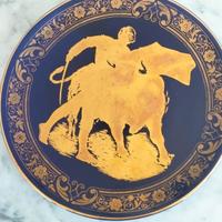 Piatto Porcellana decorato "Oro su sfondo blù"