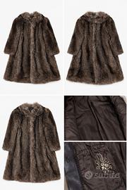 Pelliccia vera di marmotta vintage ampia calda