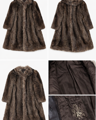 Pelliccia vera di marmotta vintage ampia calda