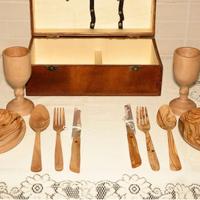 Cestino picnic legno ulivo piatti bicchieri posate