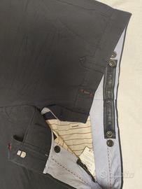 pantaloni blu cotone/lino 