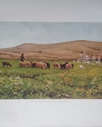 Litografia di Vayreda, The Flock. Modern Art Gall.
