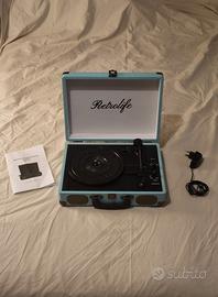 Giradischi vintage Retrolife a valigetta Bluetooth