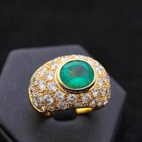 ANELLO DOME' ORO 18KT BRILLANTI 2.77 CT E SMERALDO