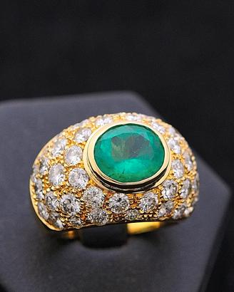 ANELLO DOME' ORO 18KT BRILLANTI 2.77 CT E SMERALDO