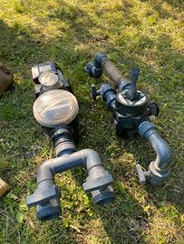 pompa ricircolo piscina+valvola 6 vie con raccordi