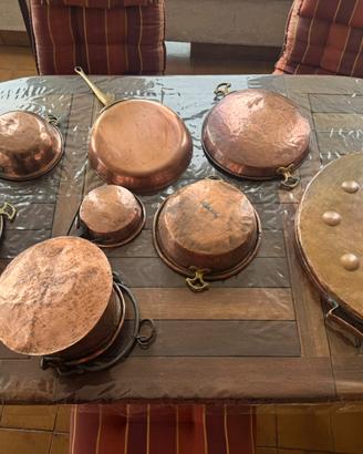 Batteria di Pentole in Rame antico