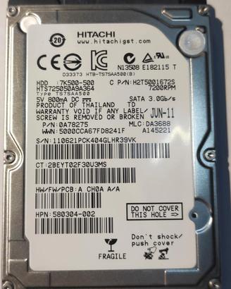 Hard Disk interno 2.5" 500Gb