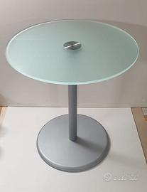 Elegante TAVOLINO CRISTALLO base acciaio satinato