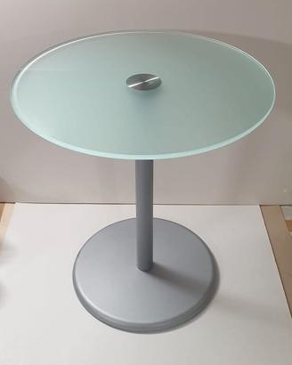 Elegante TAVOLINO CRISTALLO base acciaio satinato