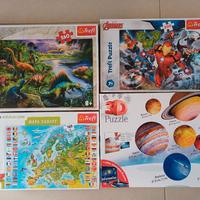 4 puzzle Avengers,Dinosauri,Mappa Europa,Pianeti
